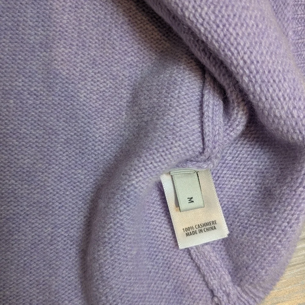 St. John Lilac Purple Floral Intarsia 100% Cashmere Crewneck Sweater Designer